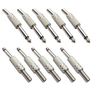 JL0056 6.36mm Audio Jack Connector (10 Pcs in One Package, the Price is for 10 Pcs)(Silver)