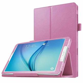 Litchi Texture Horizontal Flip Solid Color Leather Case with Holder for Galaxy Tab E 8.0 / T377V(Pink)