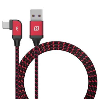 MOMAX 1.2m 5A USB to Type-C / USB-C Elbow Braided Data Sync Charge Cable(Red)