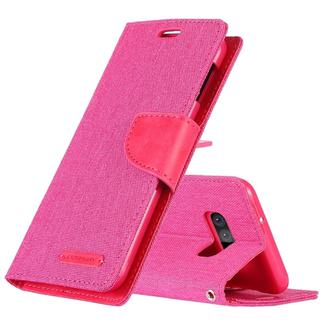 GOOSPERY CANVAS DIARY Canvas Texture Horizontal Flip PU Leather Case for Galaxy S10 E, with Holder & Card Slots & Wallet (Magenta)