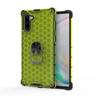For Samsung Galaxy Note 10 Shockproof Honeycomb PC + TPU Ring Holder Protection Case(Green)