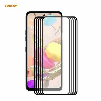 For LG K42 / K52 / K62 5 PCS ENKAY Hat-Prince Full Glue 0.26mm 9H 2.5D Tempered Glass Full Coverage Film