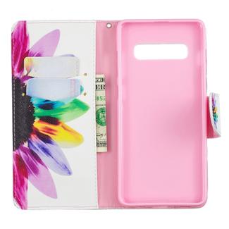 Colored Drawing Pattern Horizontal Flip Leather Case for Samsung Galaxy S10 Plus,with Holder & Card Slots & Wallet(Sunflower)