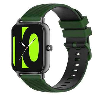 For Xiaomi Haylou RS4 LS12 22mm Checkered Two-Color Silicone Watch Band(Amy Green+Black)