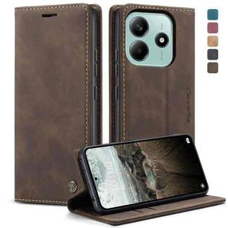 For Redmi Note 14 5G CaseMe 013 Multifunctional Horizontal Flip Leather Phone Case(Coffee)