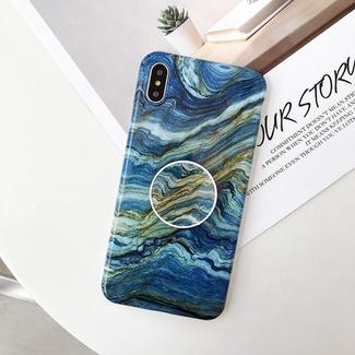 Glossy Marble Folding Bracket Anti-drop TPU Case for iPhone XR(Z13)
