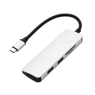 Type-C Type C Hub USB C USB3.1 Hub with HDMI 5 in 1  Combo Hub with 2 USB3.0 Ports SD TF Card Reader USB adapater(Silver)
