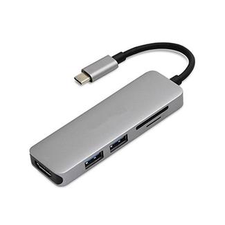 Type-C Type C Hub USB C USB3.1 Hub with HDMI 5 in 1  Combo Hub with 2 USB3.0 Ports SD TF Card Reader USB adapater(Gray)