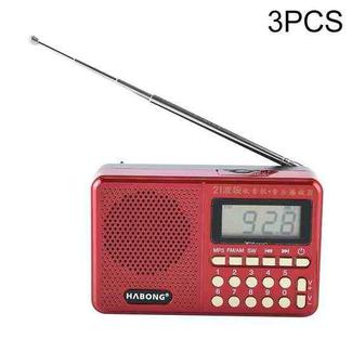 3 PCS HABONG KK-170 Portable 21 Bands FM/AM/SW Radio Rechargeable Radio Receiver Speaker,  Support USB / TF Card / MP3 Music Player