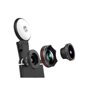 4 in 1 Wide Angle + Macro + Fisheye + Fill Light Mobile Phone SLR Camera Lens(Black)