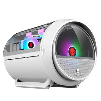 GAMEKM Genki Bomb Personality Gaming Internet Cafe Side Through Gaming Case USB 3.0 Water-cooled Desktop Computer Case(White)