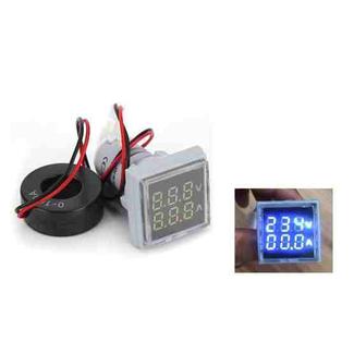 AD16-22FVA Square Signal Indicator Type Mini Digital Display AC Voltage And Current Meter(White)
