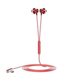 F12 Elbow Earbud Headset Wire Control With Wheat Mobile Phone Headset, Colour: Type-C (Red)
