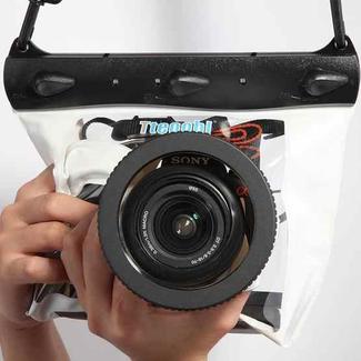 Tteoobl  20m Underwater Diving Camera Housing Case Pouch  Camera Waterproof Dry Bag, Size: M(White)