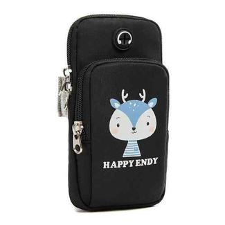 Large Running Mobile Phone Arm Bag Cartoon Mobile Phone Bag(Black Deer)