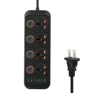 A05 2m 3000W 4 Plugs + 6-USB Ports Multifunctional Flame-Retardant Socket With Switch(US Plug)