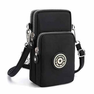 Crossbody Mobile Phone Bag Vertical Coin Purse with Armband for Women(Black)