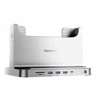 Vaydeer SZD011 For Mac Mini Desktop Computer Host Vertical Stand with Docking Station(Silver)