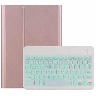 DY-E10 2 in 1 Removable Bluetooth Keyboard + Protective Leather Tablet Case with Backlight & Holder for Lenovo Tab E10(Rose Gold)