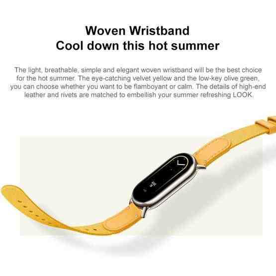 Original For Xiaomi Mi Band 8 Nylon Braided + Leather Watch Band(Yellow) - 4