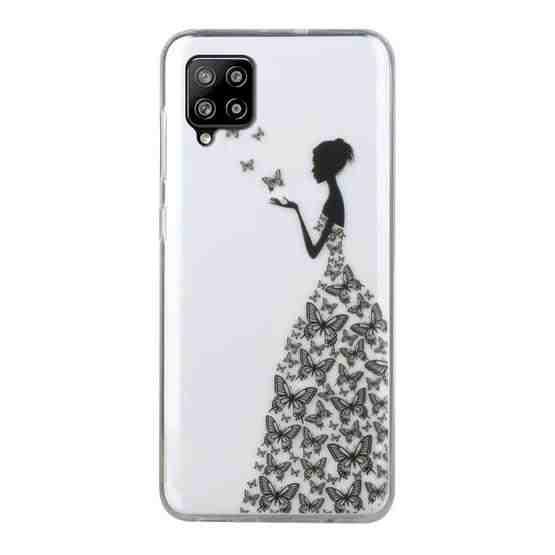 For Samsung Galaxy A12 Coloured Drawing Pattern Transparent Tpu Protective Case Butterfly Girl Flutter Shopping Universe