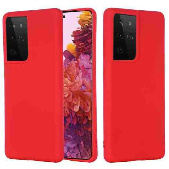 For Samsung Galaxy S21 Ultra 5g Pure Color Liquid Silicone Shockproof Full Coverage Case Red Flutter Shopping Universe