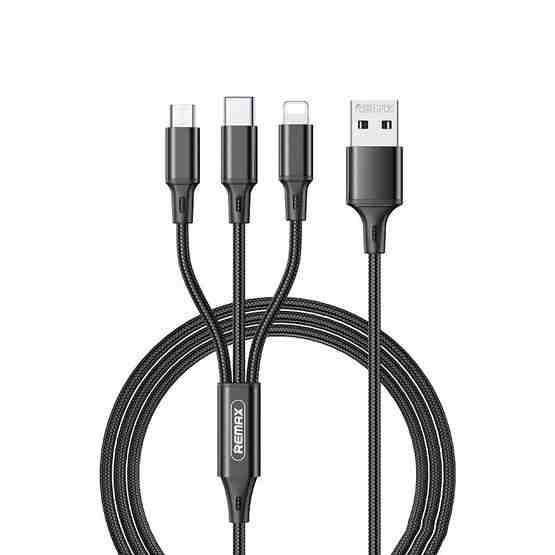 Remax RC-189th Gition Series 3.1A 3 In 1 8 Pin + Type-C / USB-C + Micro USB  Aluminum Alloy Charging Cable, Length: 1.2m(Black) - Flutter Shopping  Universe