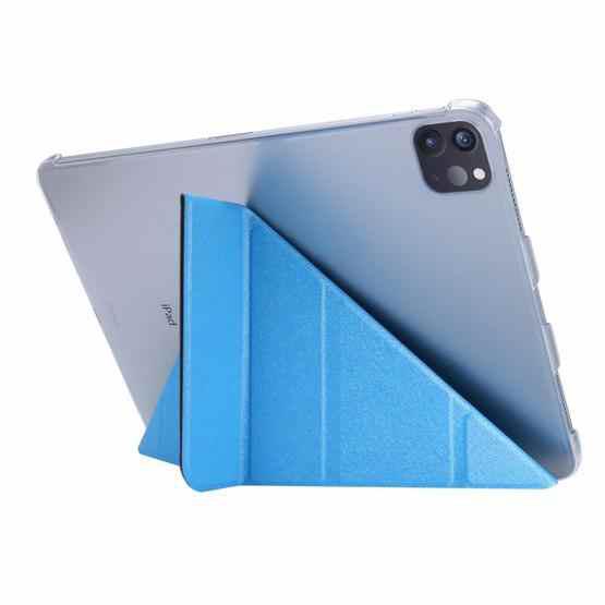 Silk Texture Horizontal Deformation Flip Leather Tablet Case with Holder For iPad Pro 11 2021(Light Blue) - 3