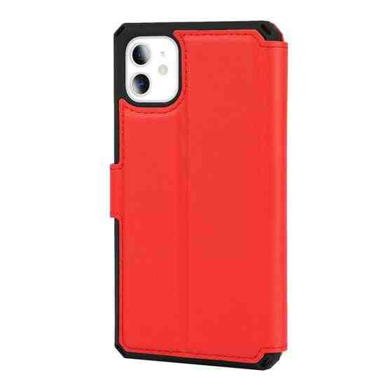For iPhone 11 Plain Texture Horizontal Flip PU Leather Case with Holder & Card Slots & Photo Frame & Wallet & Strap (Red) - 3