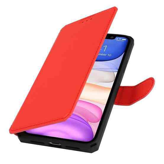 For iPhone 11 Plain Texture Horizontal Flip PU Leather Case with Holder & Card Slots & Photo Frame & Wallet & Strap (Red) - 6