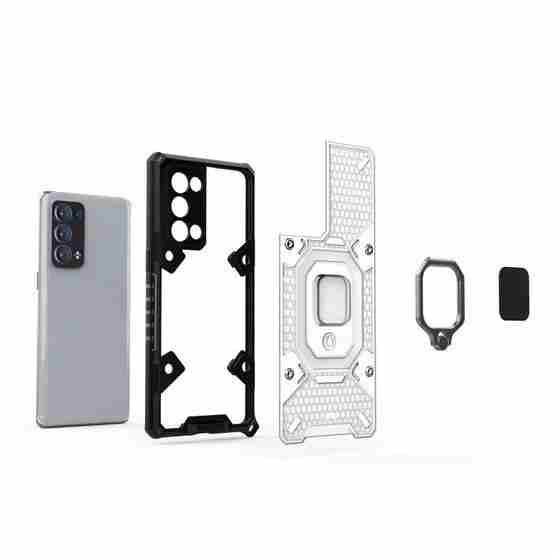 For OPPO Reno6 Pro+ 5G Space PC + TPU Ring Holder Protective Case(White) - 6