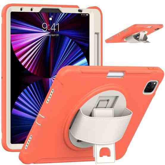 360 Degree Rotation PC + TPU Protective Tablet Case with Holder & Hand-strap & Pen Slot For iPad Pro 11 2021 / 2020 / 2018(Living Coral) - 3