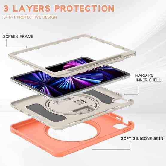 360 Degree Rotation PC + TPU Protective Tablet Case with Holder & Hand-strap & Pen Slot For iPad Pro 11 2021 / 2020 / 2018(Living Coral) - 4