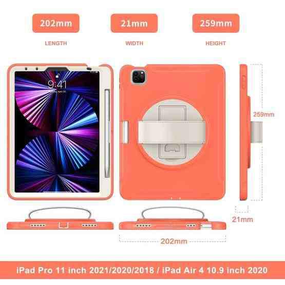 360 Degree Rotation PC + TPU Protective Tablet Case with Holder & Hand-strap & Pen Slot For iPad Pro 11 2021 / 2020 / 2018(Living Coral) - 5