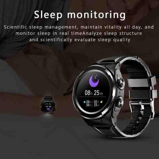 F6 1.28 inch IPS Screen 2 in 1 Bluetooth Earphone Smart Watch, Support Heart Rate & Blood Oxygen Monitoring / Bluetooth Music, Style:Steel Strap(Black) - 4