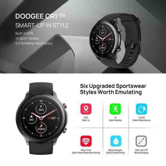DOOGEE CR1 Pro 1.28 inch TFT Screen Smart Watch, 5ATM Waterproof, Support 14 Sports Modes / Heart Rate & Blood Oxygen Monitoring(Black) - 11