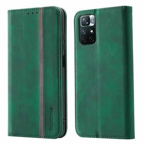 For Xiaomi Redmi Note 11 5G CN Version Splicing Skin Feel Magnetic Leather Phone Case(Green) - 1