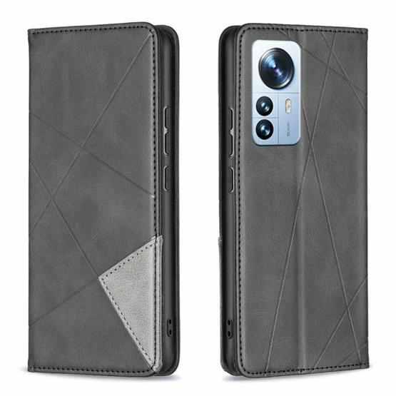 For Xiaomi 12 Pro Prismatic Invisible Magnetic Leather Phone Case(Black) - 2