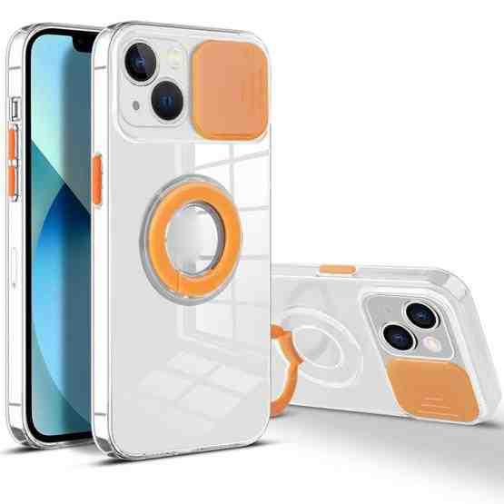 Sliding Camera Cover Design TPU Phone Case For iPhone 13(Orange) - 1