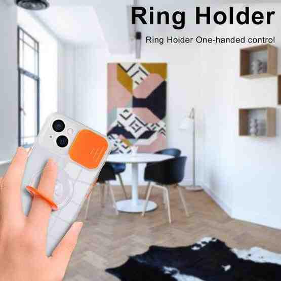Sliding Camera Cover Design TPU Phone Case For iPhone 13(Orange) - 6