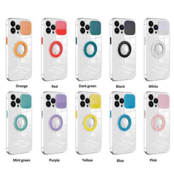 Sliding Camera Cover Design TPU Phone Case For iPhone 13 Pro(Orange) - 2