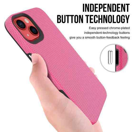 For iPhone 14 Plus Triangle Armor Texture Phone Case (Pink) - 5