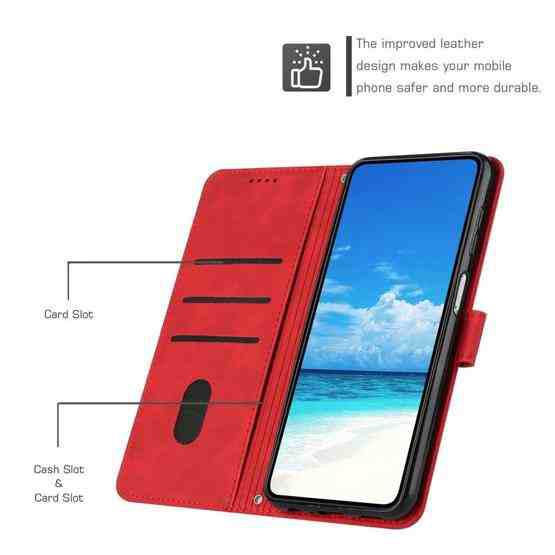 For Samsung Galaxy A72 Skin Feel Heart Pattern Leather Phone Case With Lanyard(Red) - 5