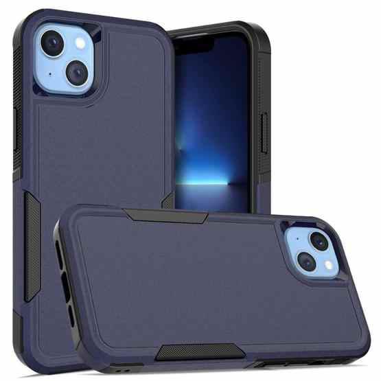 For iPhone 14 Plus Soft TPU Hard PC Phone Case (Dark Blue) - 1