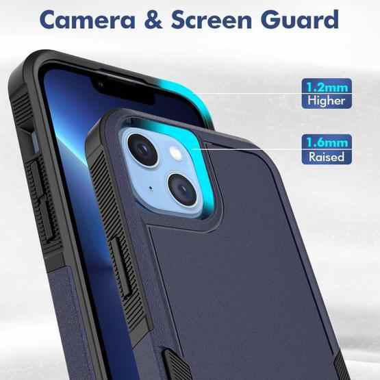 For iPhone 14 Plus Soft TPU Hard PC Phone Case (Dark Blue) - 5