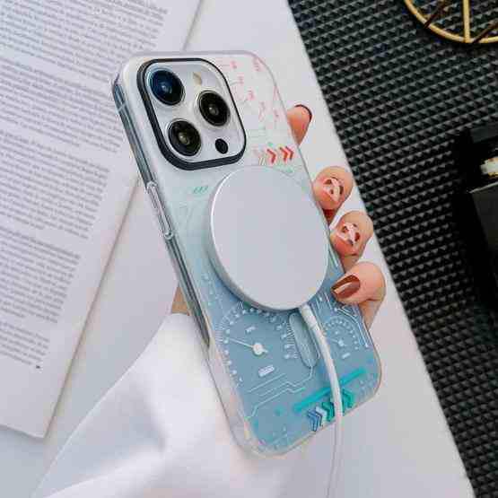 For iPhone 13 IMDL Circuit Board Magnetic Magsafe Phone Case(Gradient Blue) - 5