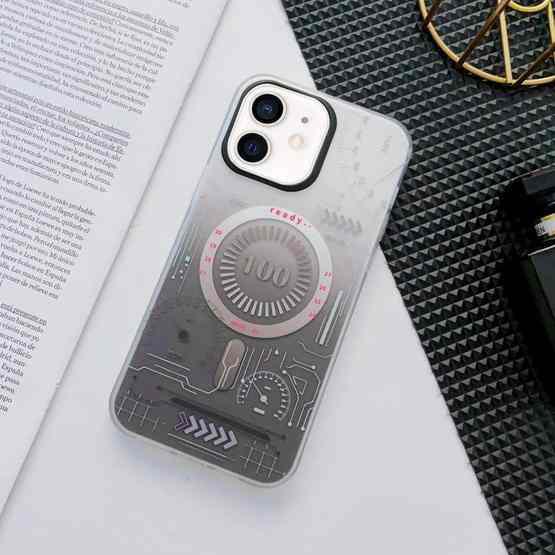 For iPhone 12 IMDL Circuit Board Magnetic Magsafe Phone Case(Gradient Grey) - 1