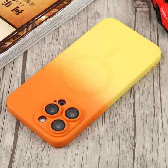 For iPhone 13 Pro Liquid TPU Silicone Gradient MagSafe Phone Case(Orange Yellow) - 4