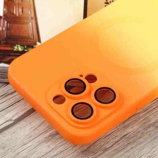 For iPhone 13 Pro Liquid TPU Silicone Gradient MagSafe Phone Case(Orange Yellow) - 6