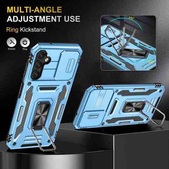 For Samsung Galaxy A34 Armor PC + TPU Camera Shield Phone Case(Light Blue) - 4